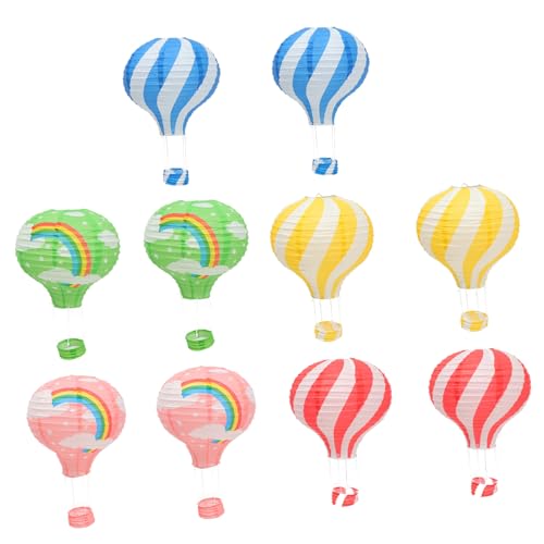 Sosoport 10 Stück Teiliges Papier Heißluftballon Lampions Wiederverwendbar Partydekoration für Klassenzimmer Kindergarten Flur Hochzeit Fest Feier von Sosoport