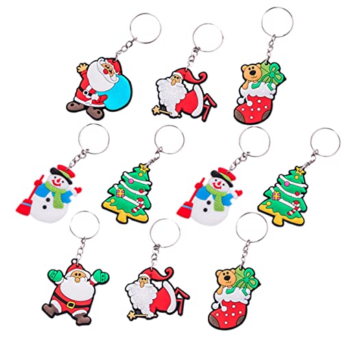 Sosoport 10 Stück Weihnachtsmann Schlüsselanhänger aus Langlebigem Silikon und Metall Leichte Cartoon Schlüsselringe Vielseitig als Taschenanhänger Niedliche Weihnachtsdeko Geschenkidee von Sosoport