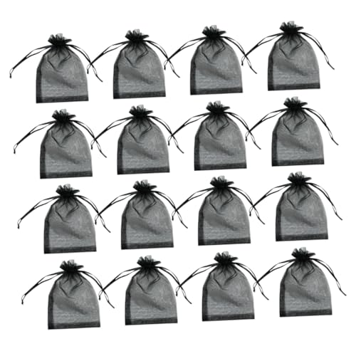 Sosoport 100 Stück Schwarze Perlengaze beutel Geschenkbeutel mit Zugband Vielseitige Aufbewahrungstasche für Hochzeitsmandeln Schmuck und Party geschenke Leicht und Kompakt von Sosoport