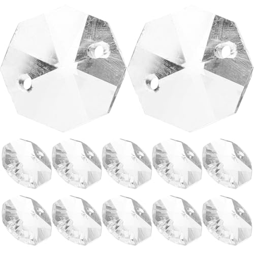 Sosoport 100Stücke Klare Glasperlen Vorhangperlen für DIY Bastelprojekte Doppelloch Design für Schmuck Dekoration Hochzeiten und Feste Vielseitige Einsatzmöglichkeiten von Sosoport