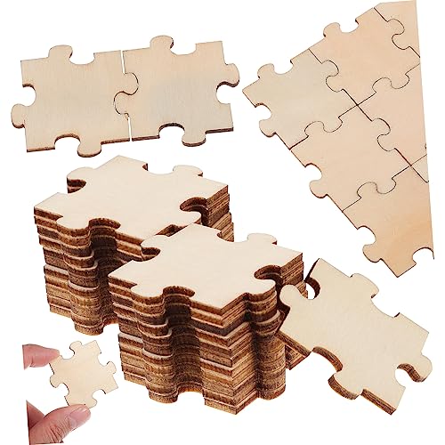 Sosoport 100Stücke Leere Holzpuzzlestücke Unfertige Puzzles für DIY Kunstprojekte Große Holzrätselteile für Bastelarbeiten und Kreative Aktivitäten von Sosoport