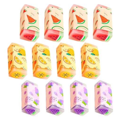 Sosoport 12 Stück Früchte Radiergummi Cartoon -radiergummi Entzückender Studentenradiergummi Radiergummis Masse Party Süße Radiergummis Für Lieferungen Früchte Geruht Radiergummi von Sosoport