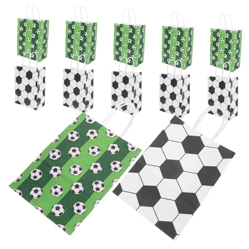 Sosoport 12 Stück Fußball-Party-Geschenktüte Taschen Sport Geburtstag geschenkverpackung papiertüten fußball-deko Verpackungsbeutel für Süßigkeiten Partytüten für Süßigkeiten Kraftpapier von Sosoport