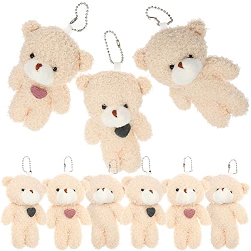 Sosoport 12 Stück Teddybären -Ornamente ausgestopft Party Plüsch tragen Mini Schlüsselanhänger mit Bärenanhänger Niedlicher Bären -Rucksackschlüsselbund Stofftieranhänger PP Baumwolle von Sosoport