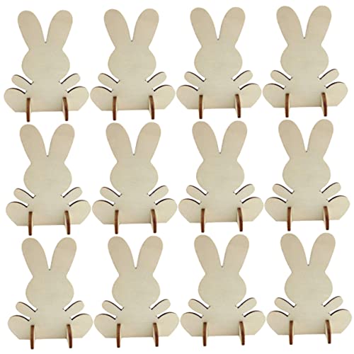 Sosoport 12 Stück Teiliges Holz Osterhase DIY Unfertige Holzfiguren für Kreative Bastelprojekte für Osterdekoration von Sosoport
