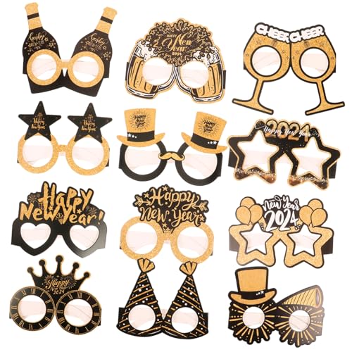 Sosoport 12 Stück Teiliges Partybrillen aus Leichtem Papier Lustige Silvesterbrillen für Erwachsene und Jugendliche Einzigartiges Design für Neujahrsfeiern und Fotorequisiten von Sosoport