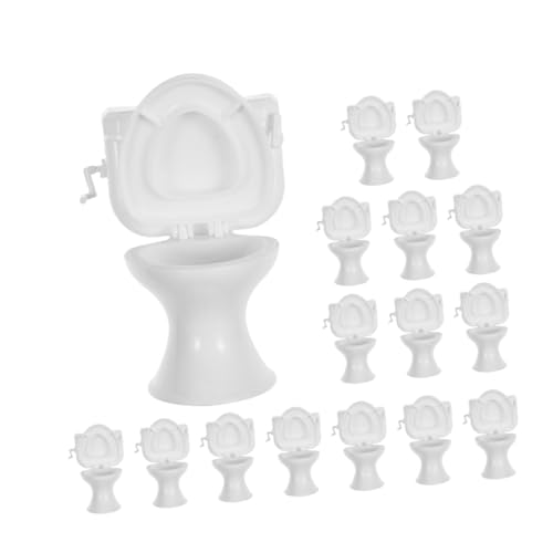 Sosoport 16 Stück Miniatur -Toilettenspielzeug Puppenhaustoilette Puppenhausmöbel Miniatur Mini -Haus - Toiletten im Puppenhaus Puppenhausmöbel-Toilette Mini -Handwerk Plastik Weiß von Sosoport
