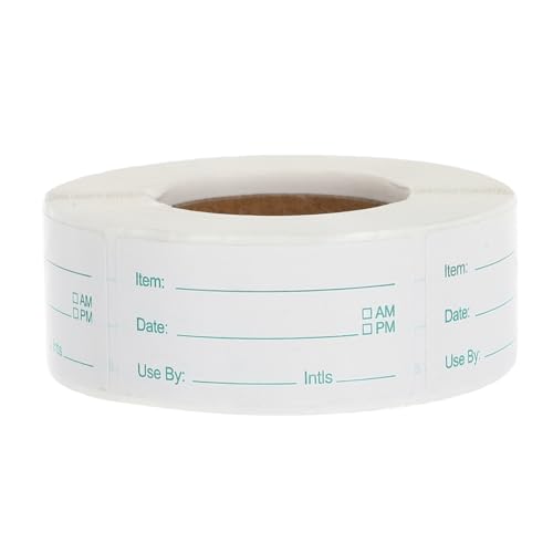 Sosoport 1Rolle Lebensmittelaufbewahrungsetiketten Roll Ablösbare Aufkleber für Kühlschrank und Vorratsbehälter für Haltbarkeitsdatum und Lagerung Selbstklebend von Sosoport