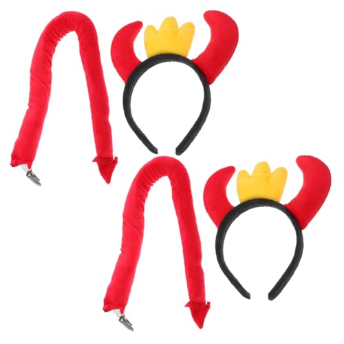 Sosoport 2 Sätze Rote Teufelshörner Haarreifen Hörner Kopfband Lustiges Kostümzubehör Für Frauen Verstellbar Leicht Halloween Karneval Party Cosplay von Sosoport