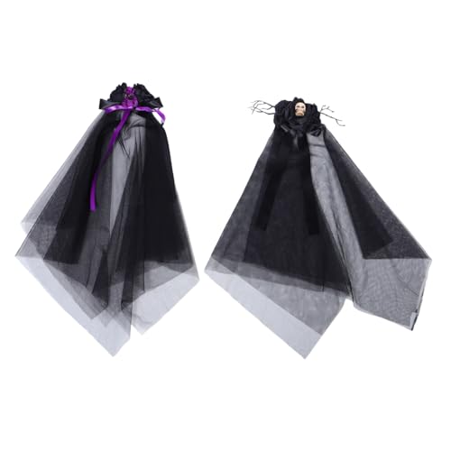 Sosoport 2 Stück Gothic Halloween Kopfschmuck mit Schwarzem Schleier und Schleife Leichter Brautschleier für Party Cosplay und Maskenball Vielseitiges Accessoire für Damen von Sosoport
