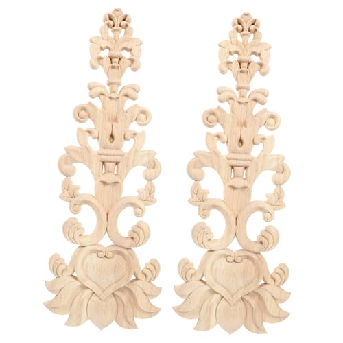Sosoport 2 Stück Holzornamente Möbel Retro Holzschnitzerei Applique aus Massivem Holz für Schrank und Kommode Stilvolle Dekoration für Zuhause von Sosoport