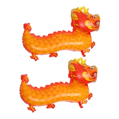Sosoport 2 Stück Teiliges Cartoon drachen folienballon Leuchtend Orange Reißfest Langlebig Partydekoration für Neujahrsfest Familienfeier Foto requisiten Lebendige Chinesische von Sosoport