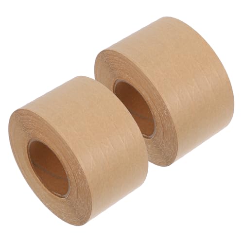 Sosoport 2 Stück Wasseraktiviertes Kraftpapierband Robustes Braunes Verpackungsklebeband für Versand Versiegelung von Boxen von Sosoport