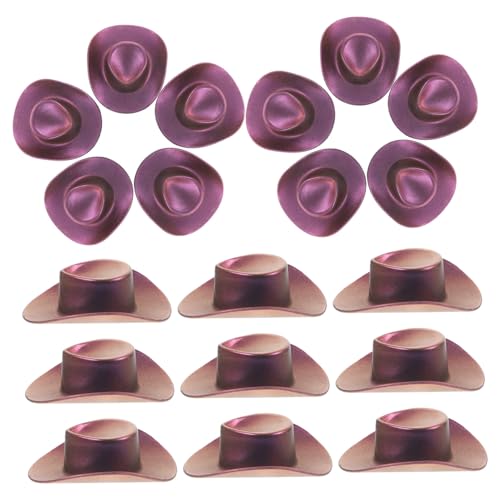 Sosoport 20 Stück Mini-Cowboyhut Rand Cowboyhüte Mini-Puppenhüte Mütze im College-Stil partyhüte Dekoration Weihnachten dekorative Miniaturhüte Puppenhauslieferungen Plastik Violett von Sosoport