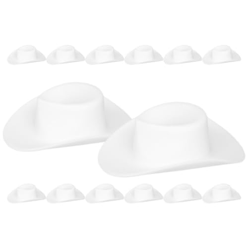 Sosoport 20 Stück Mini-Cowboyhut winzig klein Kuh Dekoration Party puppenspielzeug doll Accessories Puppenhut Ornament Puppenmütze selber Machen austauschbare Puppenhüte Plastik Weiß von Sosoport
