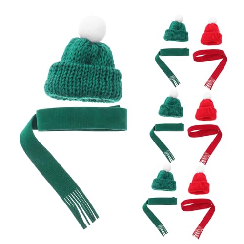 Sosoport 20 Stück Teiliges Mini Strickmützen und Schalset Weiche Langlebige Weihnachtsdekoration in Rot und Grün Vielseitig für Puppen Weinflaschen DIY Bastelprojekte und Festliche von Sosoport