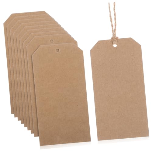 Sosoport 200 Stück Kraftpapier Anhänger mit Robustem Juteband Blanko Preisschilder zum Beschriften Vielseitige Versand Inventaretiketten für Einzelhandel Lager und Geschenkverpackungen von Sosoport