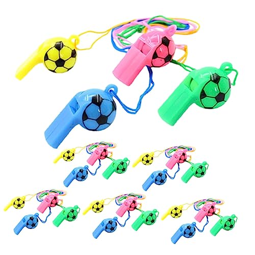 Sosoport 24 Stück Fußball Pfeife Bulk Fußball Pfeift Fußballmuster Pfeift Trainingspfeife Fußball-partygeschenke Fußballpfeifen in Großen Mengen Sportpfeife Pfeife Mit Fußballmuster Plastik von Sosoport