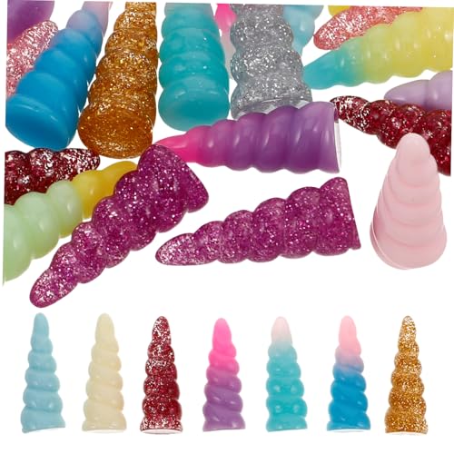 Sosoport 25 Stück Einhornhorn Zubehör für Diy Haarschmuck Spiralförmige Horn Dekorationen aus Resin für Bastelprojekte für Headdresses und Kreative Designs von Sosoport