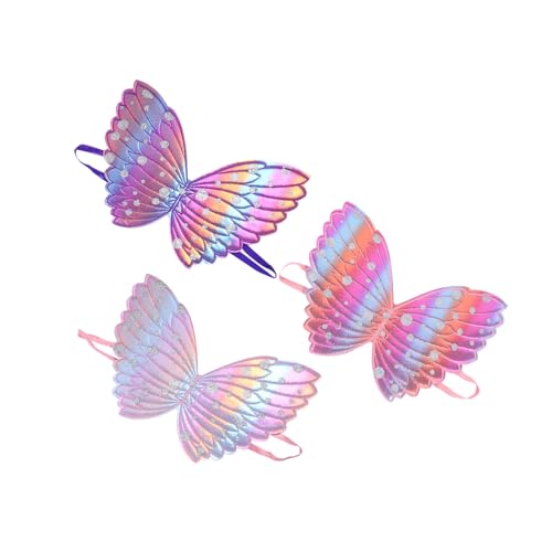 Sosoport 3 Stück Engel Schmetterlingsflügel funkelnde Feenflügel Halloween realistisch LED Pilot schmetterlingsflügel verkleidung Leistungsflügel prop Flügel Dekoration Stoff von Sosoport