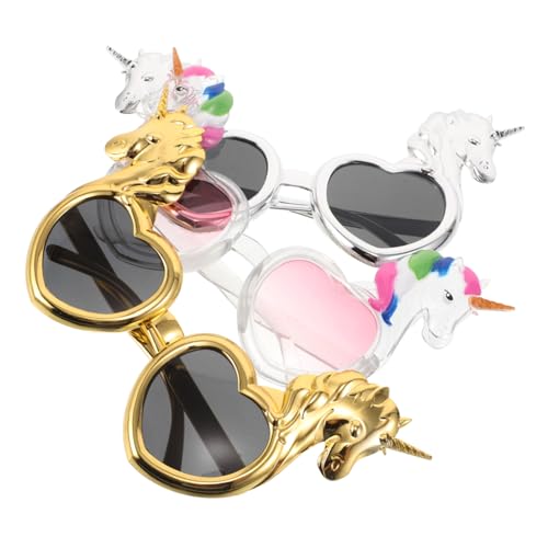 Sosoport 3 Stück Teiliges Einhorn Party Brille mit Regenbogen Design Langlebige Wiederverwendbare Foto Requisiten für Geburtstage Motto Feiern und Kinderparty Zubehör von Sosoport