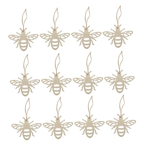 Sosoport 30 Stück Holz Bienen Anhänger Unfertige Holzscheiben DIY Bastelzubehör für Kreative Dekorationen und für Familie und Freunde von Sosoport