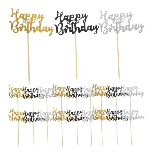 Sosoport 36 Stück Teiliges Happy Birthday Kuchen Topper Wiederverwendbare Geburtstagskuchen Deko aus Leichtem Material Kinderfreundlich für Indoor Outdoor Feierlichkeiten Glänzende Party von Sosoport
