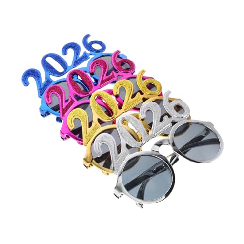 Sosoport 4 Stück „Happy New Year“ Brillen – 2026 Silvester Partybrille Ausgefallenes Partygeschenk Lustige Sonnenbrille Abschlussbrille 2026 Dekorationen von Sosoport