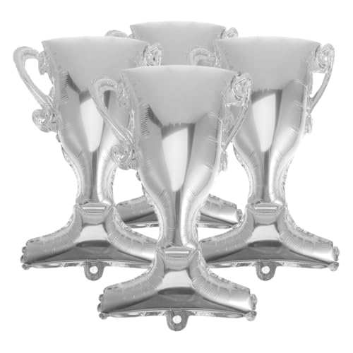 Sosoport 4 Stück Aluminium Folien Pokal Ballons Dekorative Luftballons für Abschlussfeiern Jubiläums und Party Dekoration Silberfarben Einzigartiges Design für Festliche Anlässe von Sosoport