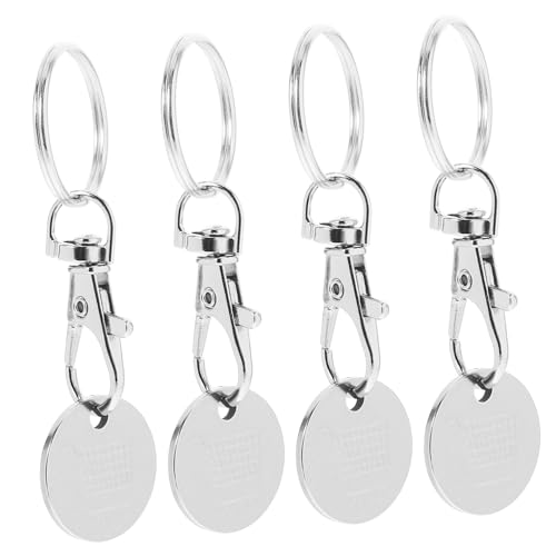 Sosoport 4 Stück Einkaufswagen Schlüsselanhänger aus Eleganter Einkaufswagen Chip Schlüsselring Praktischer Trolley Token Halter für Supermarkt Leicht und Tragbar für Täglichen Gebrauch von Sosoport