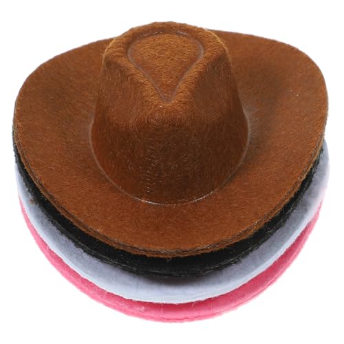 Sosoport 4 Stück Mini-cowboyhut Kleine Hüte Für Party Mini-Miniatur-Hut Austauschbare Minihüte Puppenhüte Selber Machen Kleine Hüte Für Kuchendekor Puppenhauslieferungen Mini-Hut Vlies von Sosoport