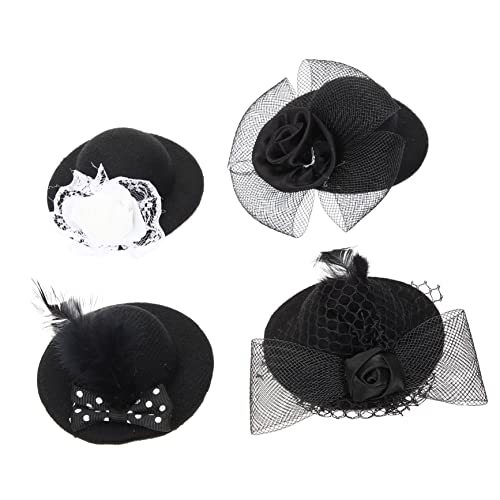 Sosoport 4 Stück Puppe verkleiden Hut klein lustig süße Mützen Zubehör Mädchen Puppenhut-Bastelset Puppenhut-Party Puppenhüte Mini-Hut Mini-Zylinder Mini-Hüte Miniaturhüte Stoff von Sosoport
