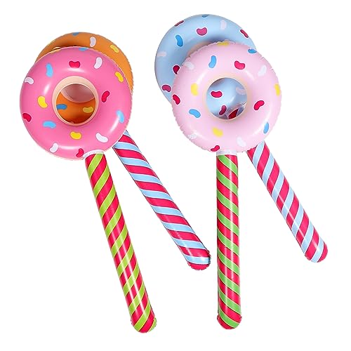 Sosoport 4 Stück Teiliges Aufblasbare Donut Lollipop Sticks für Sommer und Geburtstagsfeiern Material Praktische Party Dekorationen Leicht und Tragbar von Sosoport