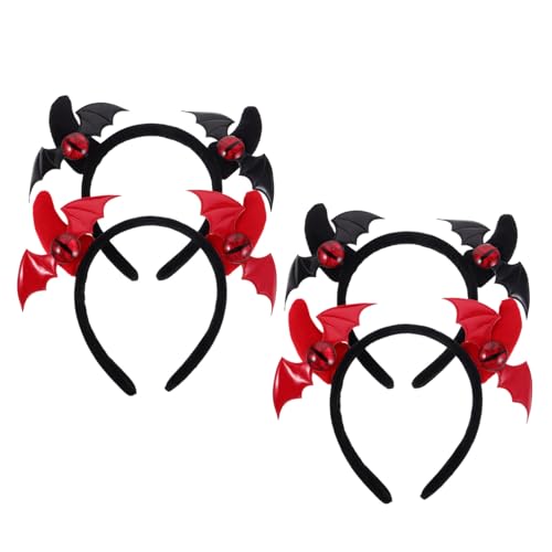 Sosoport 4 Stück Teiliges Bat Headband mit Dämonenhörnern Halloween Haarreif für Cosplay Themenpartys und Performance Leichtes Dunkles Kostümzubehör für Damen und Herren von Sosoport
