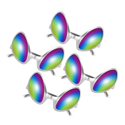 Sosoport 4 Stück Teiliges Lustige Alienbrillen mit Silbernem Rahmen Stylishe Partybrille für Erwachsene und Vielseitige Passform Witzige Kostüm accessoires für Halloween Cosplay Strand und von Sosoport