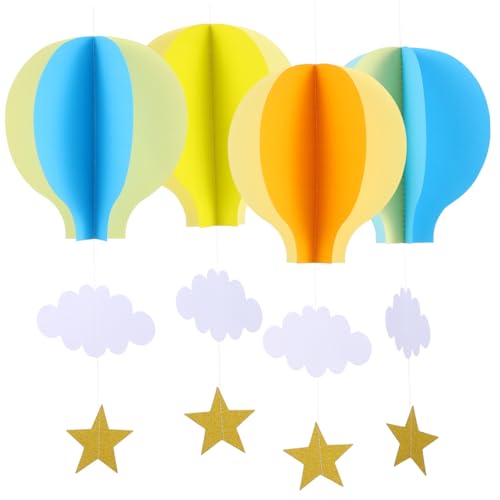 Sosoport 4 Stück Teiliges Papier Heißluftballon Girlanden Bunte Hängedeko mit Wolken Sternen für Hochzeit Geburtstag Shower Party Raumdekoration Sosoport 4 Stück Teiliges Papier Heißluftballon Girlanden Bunte Hängedeko mit Wolken Sternen für Hochzeit Geburtstag Shower Party Raumdekoration von Sosoport