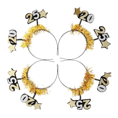 Sosoport 4 Stück Teiliges Silvester Haarreif mit Glitzerstern und Tinsel Festliche Year Headbands für Damen als Partydekoration und Fotoaccessoire zum Jahreswechsel von Sosoport