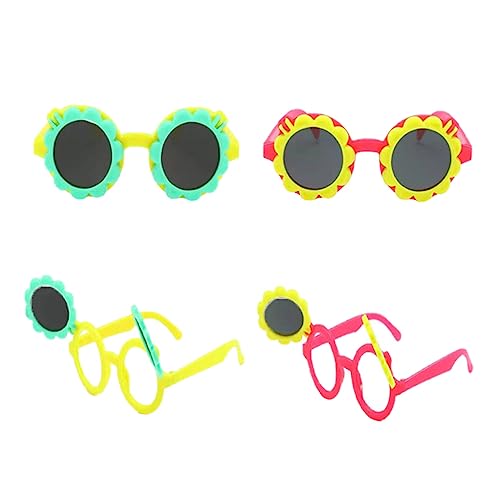 Sosoport 4 Stück Teiliges Sonnenbrille mit Wendbarem Design Lustige Outdoor Brillen für Partys und Fotografie Bunte Kindersonnenbrillen Rot Gelb und Gelb Grün von Sosoport