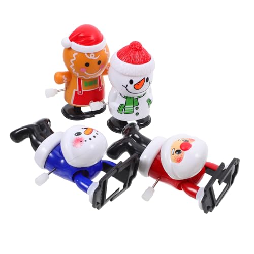 Sosoport 4 Stück Teiliges Weihnachts Wind up mit Santa Claus Schneemann Elch und Pinguin Lustige Uhrwerk Figuren Kreative Weihnachtsdeko und Mechanisch Laufend und Witzig von Sosoport