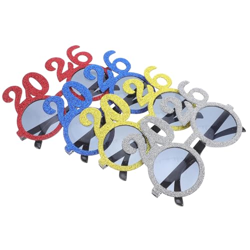 Sosoport 4-teilige Silvesterparty-Brille, Abschlussklasse 2026, Abschlussbrillenrahmen, Glitzer-Zahlenbrille für Silvester-Abschlussfeiern, Foto-Requisiten von Sosoport
