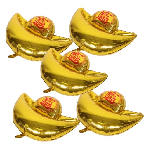 Sosoport 5 Stück -Ballon Dekoration Folienballons für das neue Jahr Glücklich Luftballons Ballon für das neue Jahr Partygeschenk Party-Layout-Requisiten Aluminiumfolie Golden von Sosoport