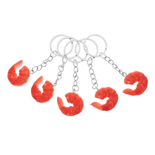Sosoport 5 Stück Realistische Shrimp Schlüsselanhänger aus Robustem Material Lustige Imitation Garnelen für DIY Food Dekoration Interaktives für Frauen Taschen Autoschlüsselanhänger von Sosoport
