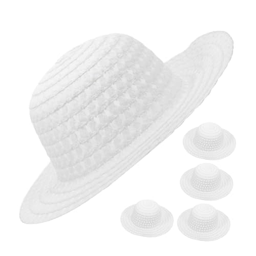 Sosoport 5 Stück Teiliges DIY Strohhut für Weiße Unbemalte Hüte zum Bemalen und Gestalten Lustiges Bastelzubehör für Kreative als Sonnenschutz und Partyhut von Sosoport