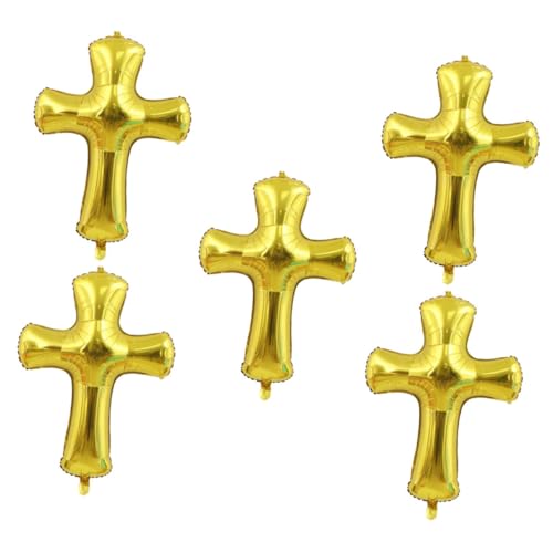 Sosoport 5 Stück Teiliges Kreuz Aluminiumfolie Ballon Goldfarbene Shower Dekoration Vielseitige Babytaufe Party Deko Geeignet für Jungen und Mädchen Einfache Wand und Fensteraufhängung von Sosoport