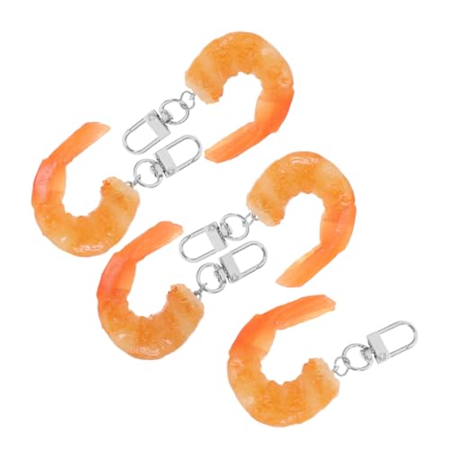 Sosoport 5 Stück Teiliges Schlüsselanhänger Realistische Garnelen Nachbildung Anhänger Charm Vielseitig als Taschen Schlüsselanhänger Partydeko Geschenkaccessoire in Orange von Sosoport