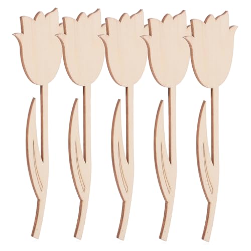 Sosoport 5 Stück Unbehandelte Holzblumen Zuschnitte für Diy Bastelprojekte Holzteile zum Bemalen und Gestalten Natürliche Holzscheiben für Bastler von Sosoport