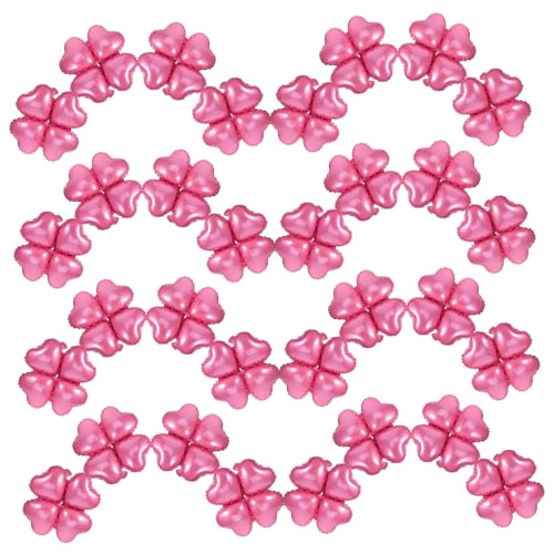 Sosoport 50 Stück Herz folienballons in Rosa mit Vierblatt Motiv Wiederverwendbar Leicht und Robust Kreative Valentinstag Dekoration für Hochzeit Geburtstag und Romantische Feierlichkeiten von Sosoport