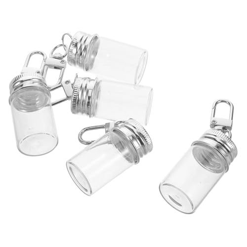 Sosoport 5pcs Mini Glasflasche Schlüsselbund DIY Wunsch Drifting Flasche Kleine Glasflaschen Schlüsselbund Winzige Glasflaschen Für Parfümschmuck von Sosoport