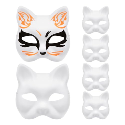 Sosoport 6 Stück DIY Halloween-Gesichtsmasken Aus Papier Leere Maske Diy-Malerei Cosplay-Maske Bemalbare Masken von Sosoport
