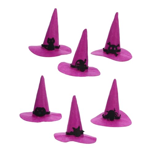 Sosoport 6 Stück Kleine Filz Witch Hats mit Halloween Motiven für Diy Bastelarbeiten Puppen Kostümzubehör und Gruselige Partydekorationen Wiederverwendbar für Halloween Feiern und von Sosoport